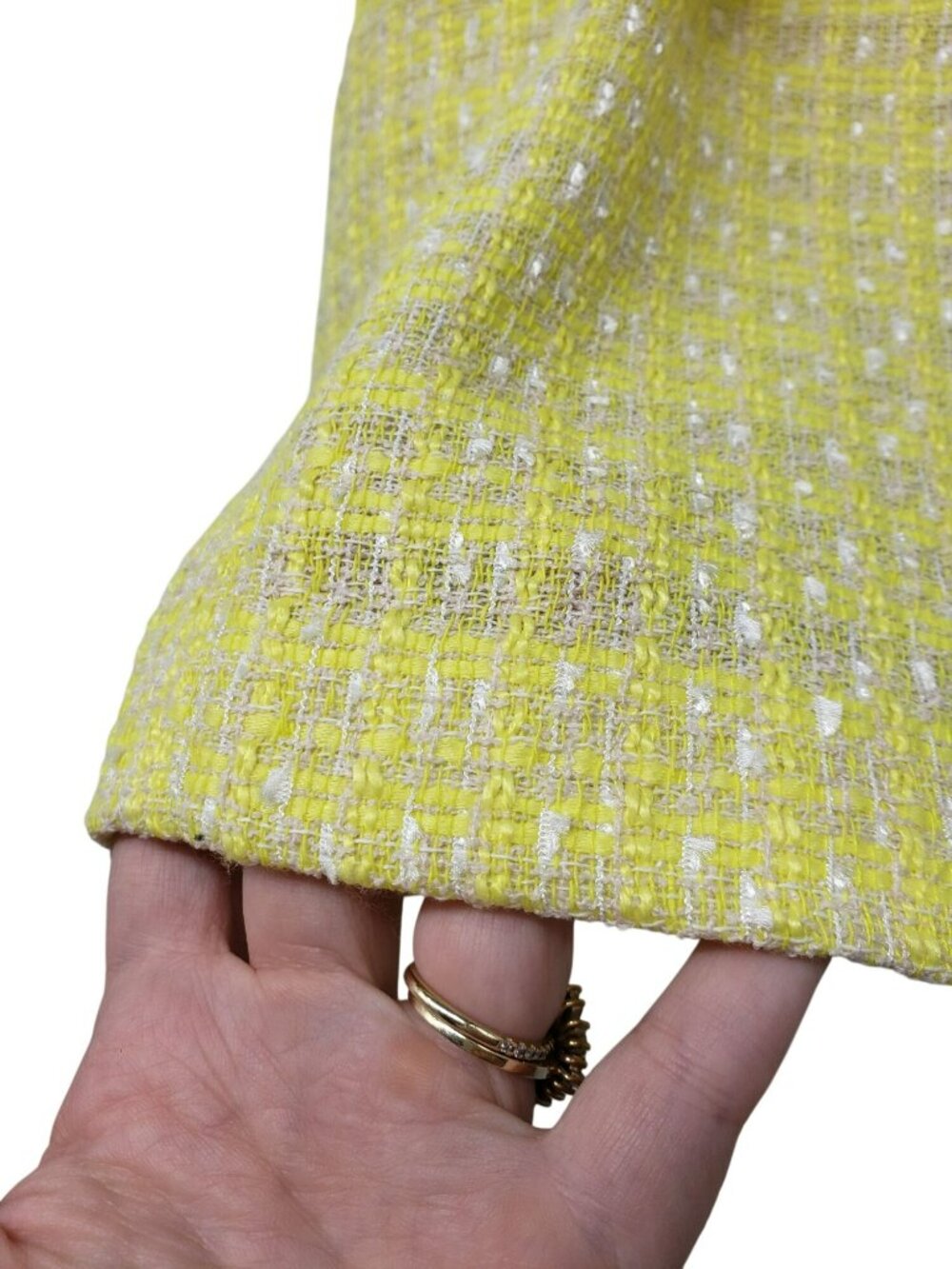 Amanda Uprichard x REVOLVE $250 Fae Yellow Tweed Belted Strapless Mini Dress - Picture 6 of 15
